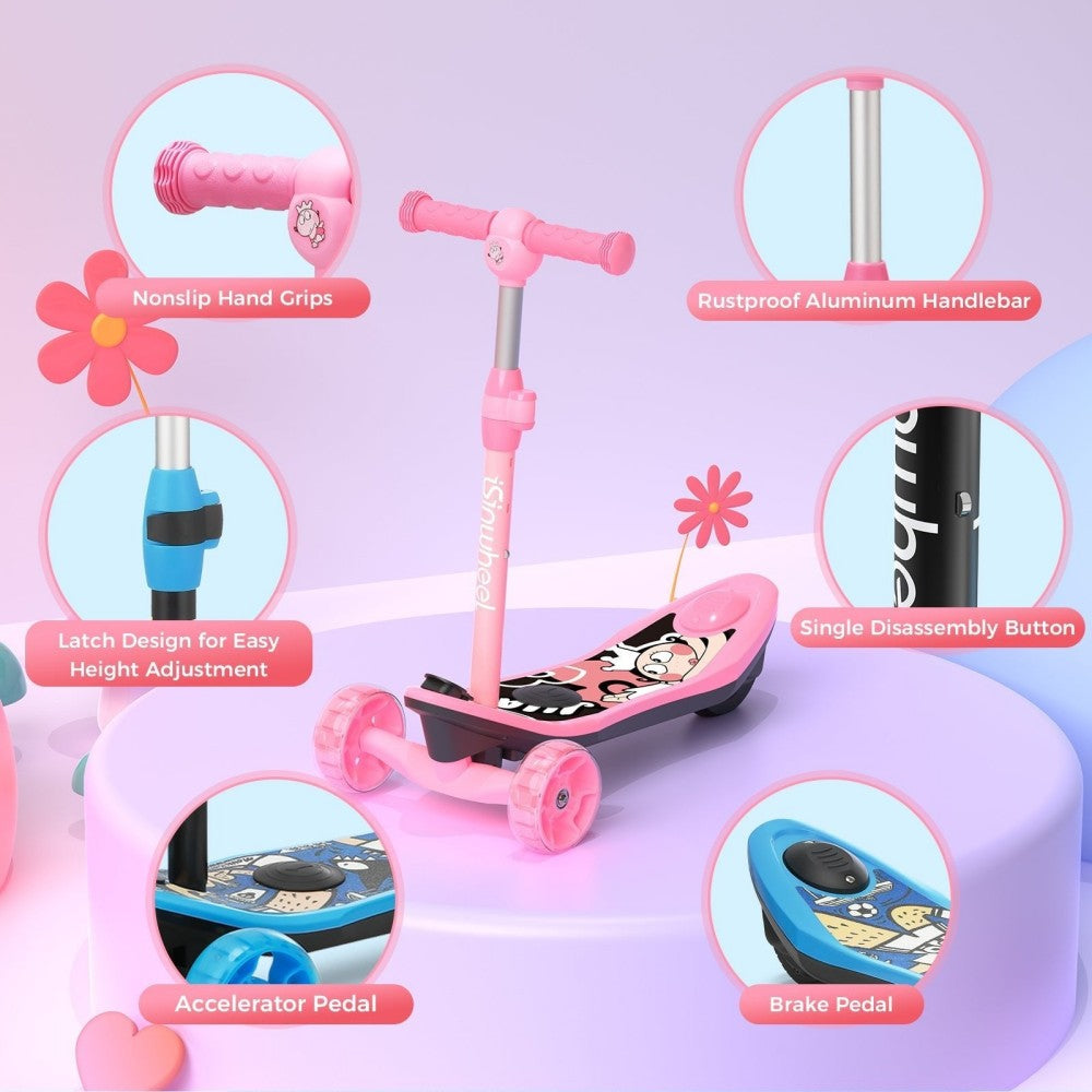 ISINWHEEL Mini Pro Kids 3 Wheel Electric Scooter 60W Motor 12.8-14.6V 5Ah Battery (2 IN 1 Design)