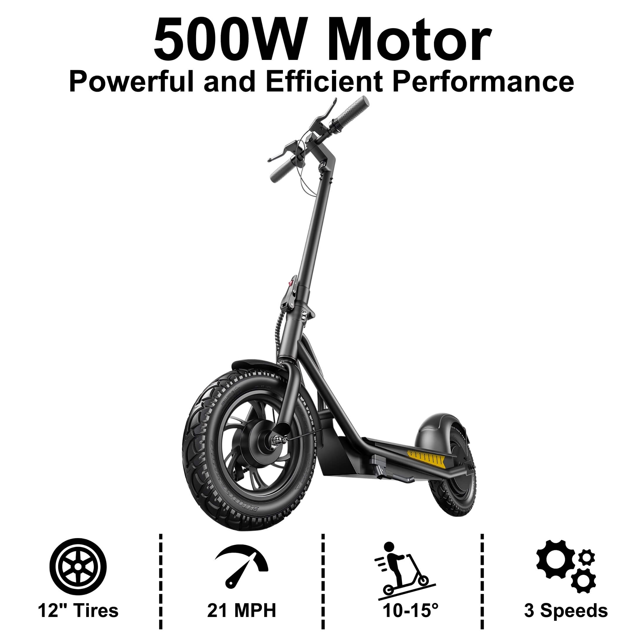Emoko A19 500W Foldable Electric Scooter for Adults, 12 inch Tires up to 21 mph, 31 Miles Range