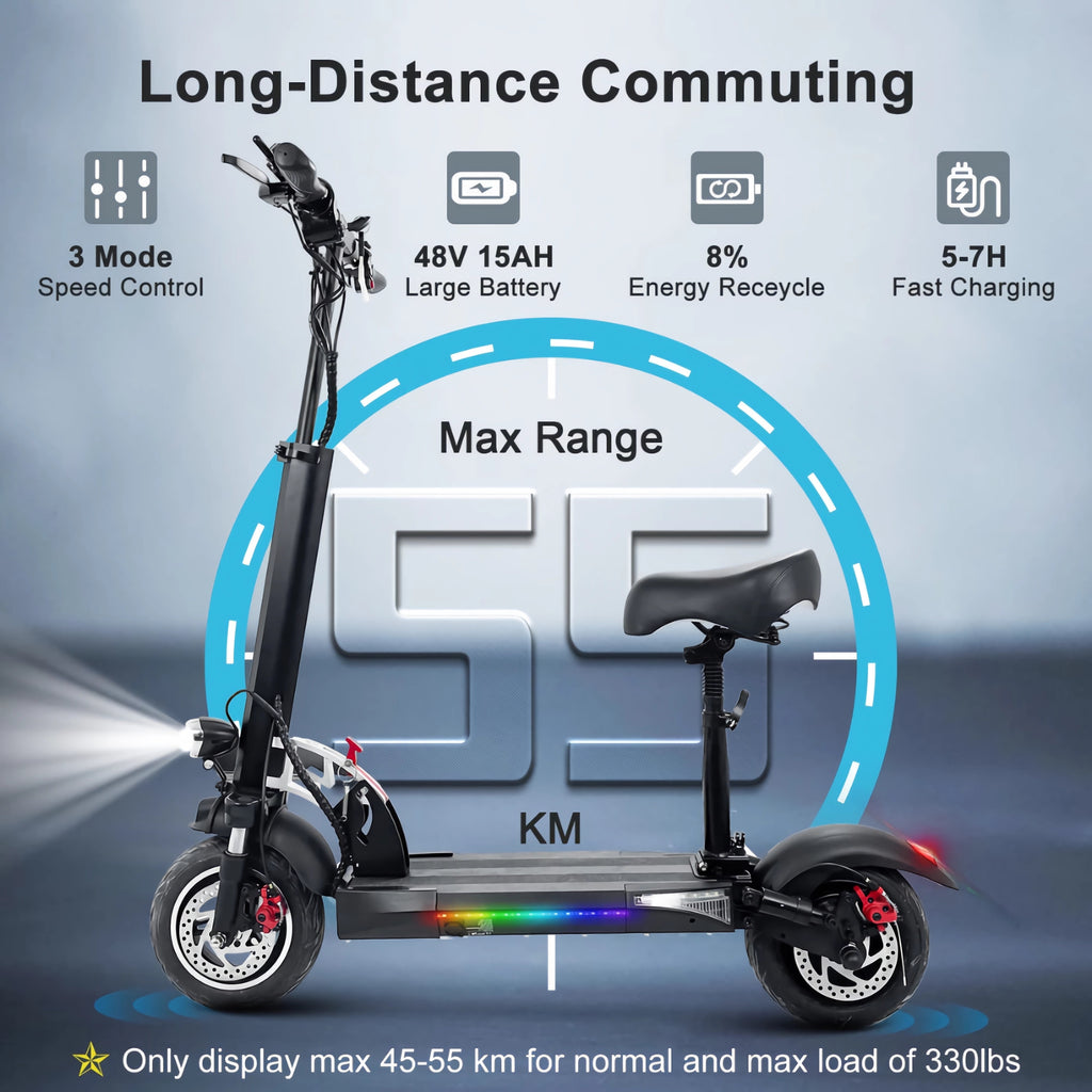 Emoko HVD-3 Electric Scooter 800W 48V 15AH, 10 inch Honeycomb Tyre, Max Speed 45KM/H, 50KM Max Range