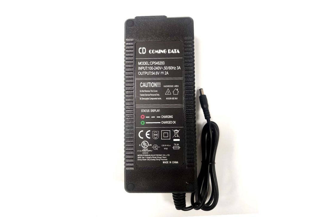 54.6V 2A e-bike charger for compatible 48V lithium batteries