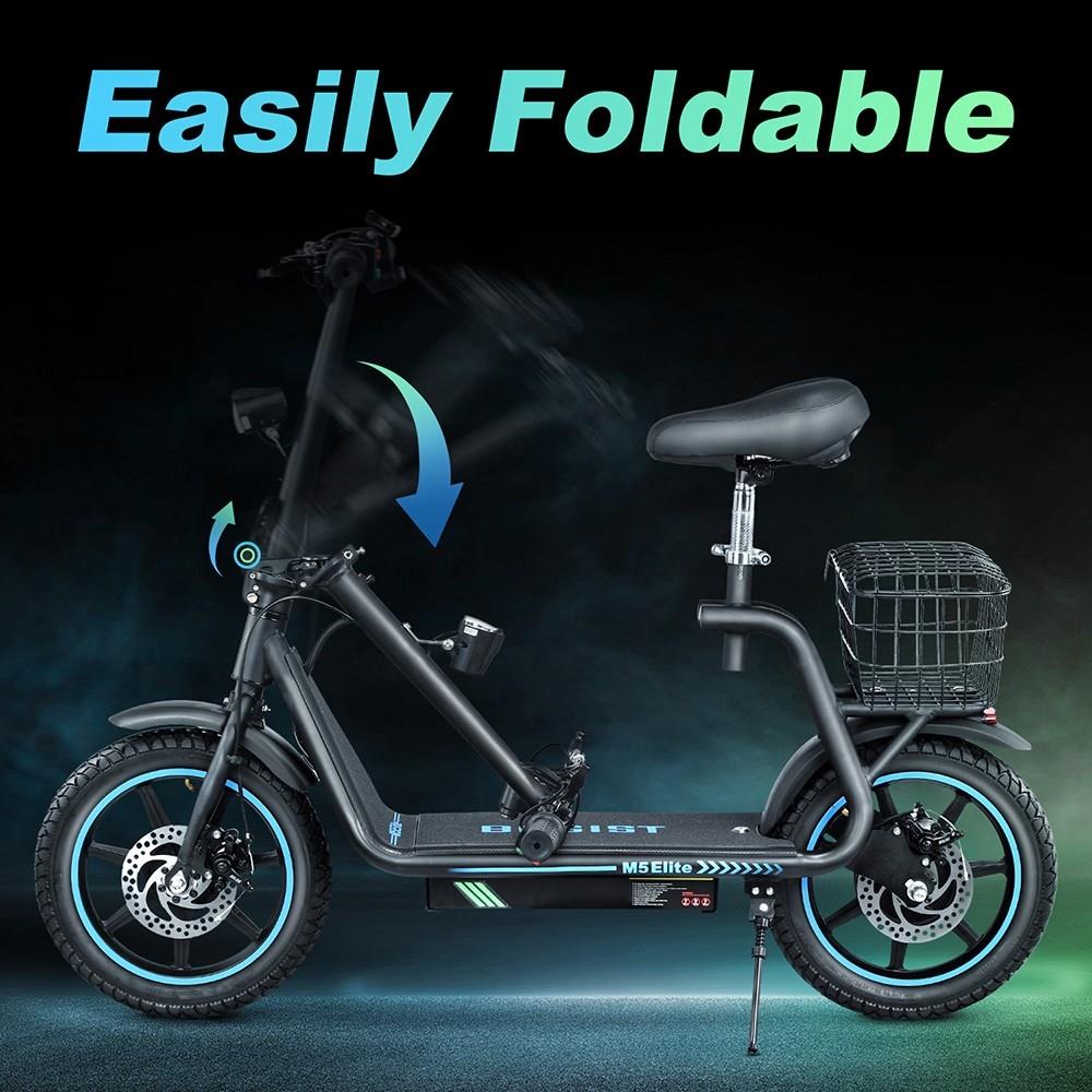 AE86-ORIGIN M5 Elite 14" Electric Scooter 500W Motor 48V 13Ah Seat and Cargo Carrier