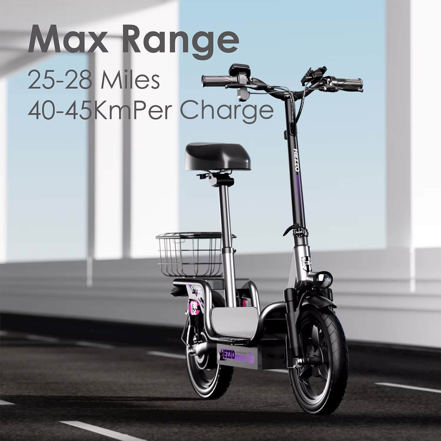 HEZZO T3 Commute Scooter with Basket: Reliable and Convenient Electric Ride