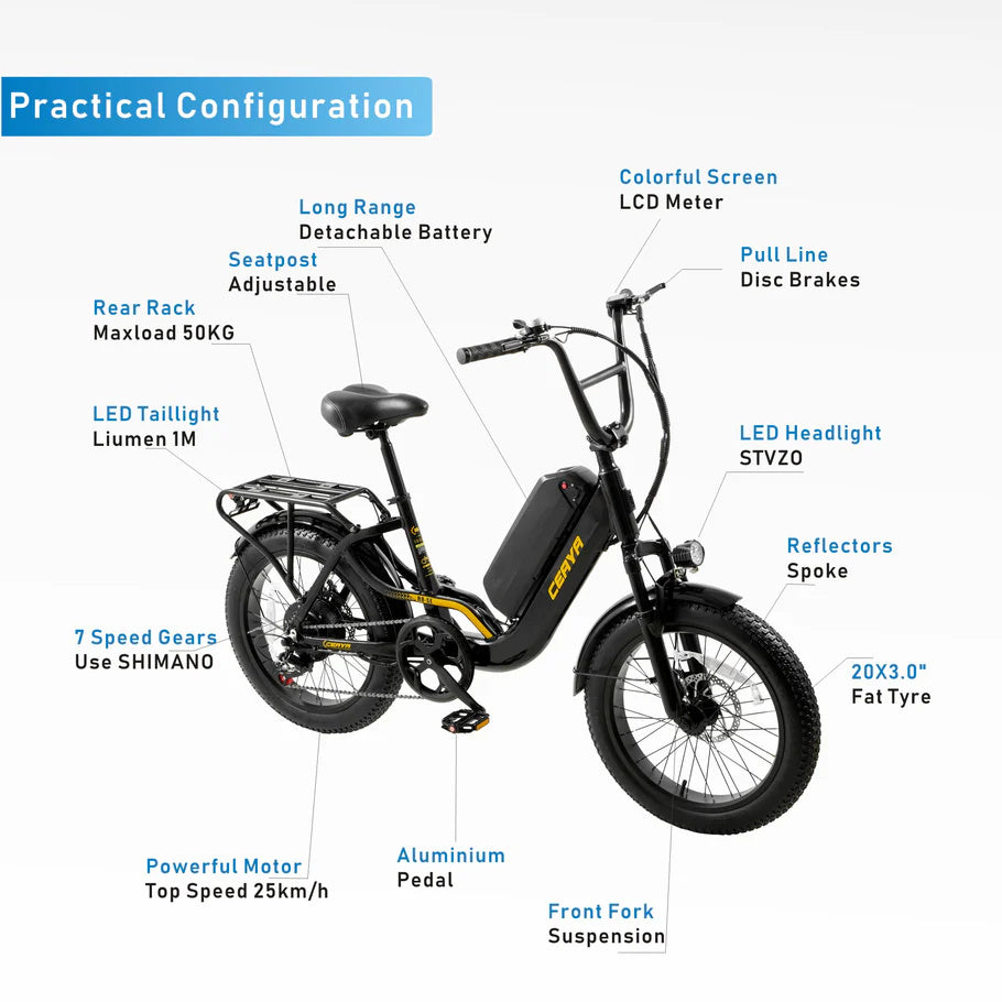ceaya elektrofahrrad CEAYA R8SE 20" Urban Electric Commuter Bike 750W Motor 48V 15Ah Batter – EbikeScooterMall